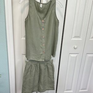 Grae Cove | 100% linen Moss green set